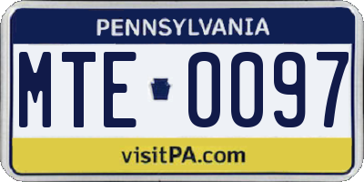 PA license plate MTE0097