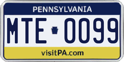 PA license plate MTE0099