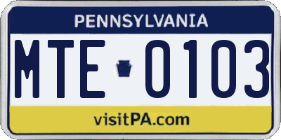 PA license plate MTE0103