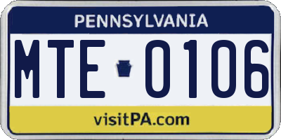PA license plate MTE0106