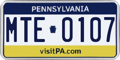 PA license plate MTE0107
