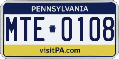 PA license plate MTE0108