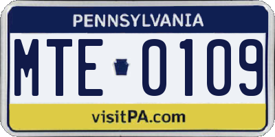 PA license plate MTE0109