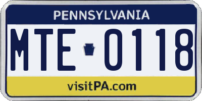 PA license plate MTE0118