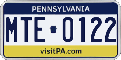 PA license plate MTE0122