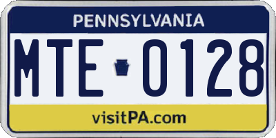 PA license plate MTE0128