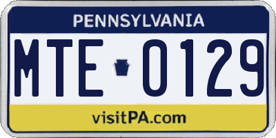 PA license plate MTE0129