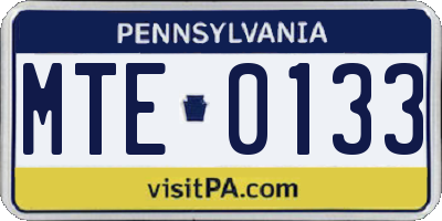 PA license plate MTE0133