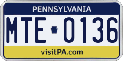 PA license plate MTE0136