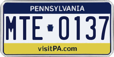 PA license plate MTE0137