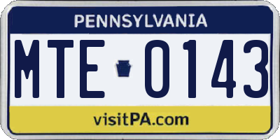 PA license plate MTE0143