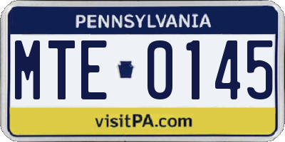 PA license plate MTE0145