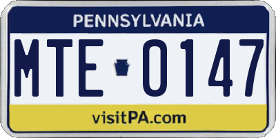PA license plate MTE0147