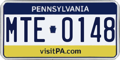 PA license plate MTE0148