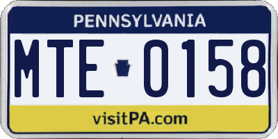 PA license plate MTE0158