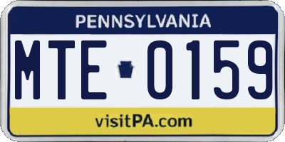 PA license plate MTE0159