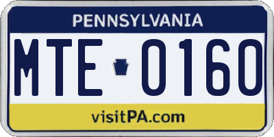 PA license plate MTE0160