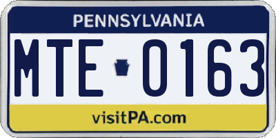 PA license plate MTE0163
