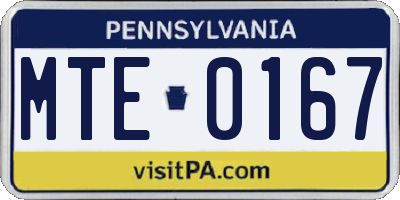 PA license plate MTE0167