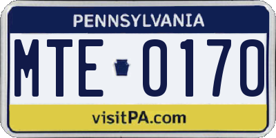 PA license plate MTE0170