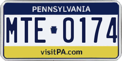 PA license plate MTE0174
