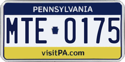 PA license plate MTE0175