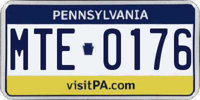 PA license plate MTE0176