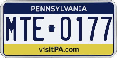 PA license plate MTE0177