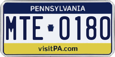 PA license plate MTE0180