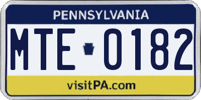 PA license plate MTE0182