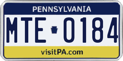 PA license plate MTE0184