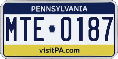 PA license plate MTE0187
