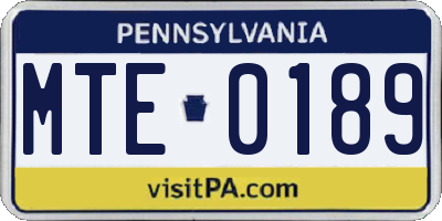 PA license plate MTE0189
