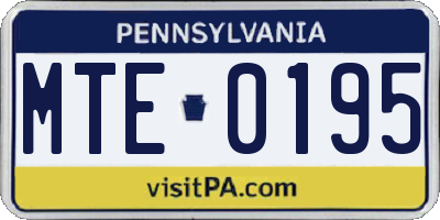 PA license plate MTE0195