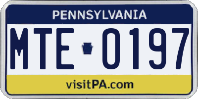 PA license plate MTE0197