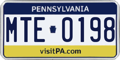 PA license plate MTE0198