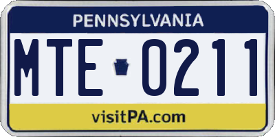 PA license plate MTE0211