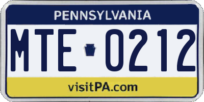 PA license plate MTE0212