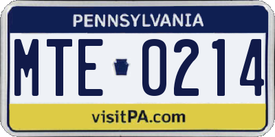 PA license plate MTE0214