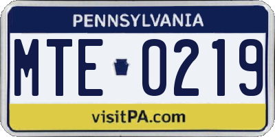 PA license plate MTE0219