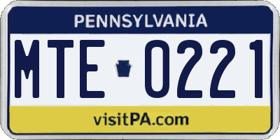 PA license plate MTE0221