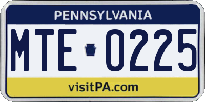 PA license plate MTE0225