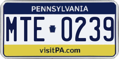 PA license plate MTE0239