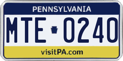 PA license plate MTE0240