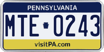 PA license plate MTE0243