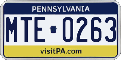 PA license plate MTE0263