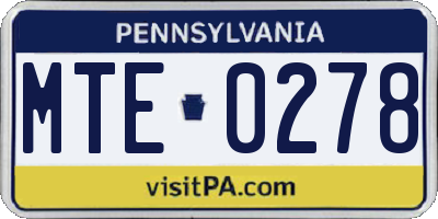 PA license plate MTE0278