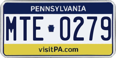 PA license plate MTE0279
