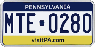 PA license plate MTE0280