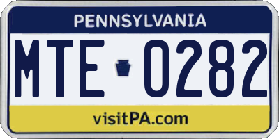 PA license plate MTE0282